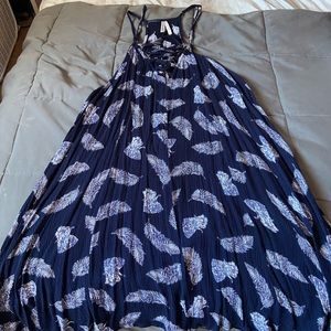 Navy blue feather patterned dress